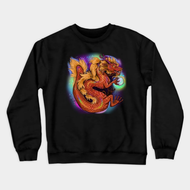 Chinese Year of the Dragon, Red Pearl Dragon Crewneck Sweatshirt by Shadowind